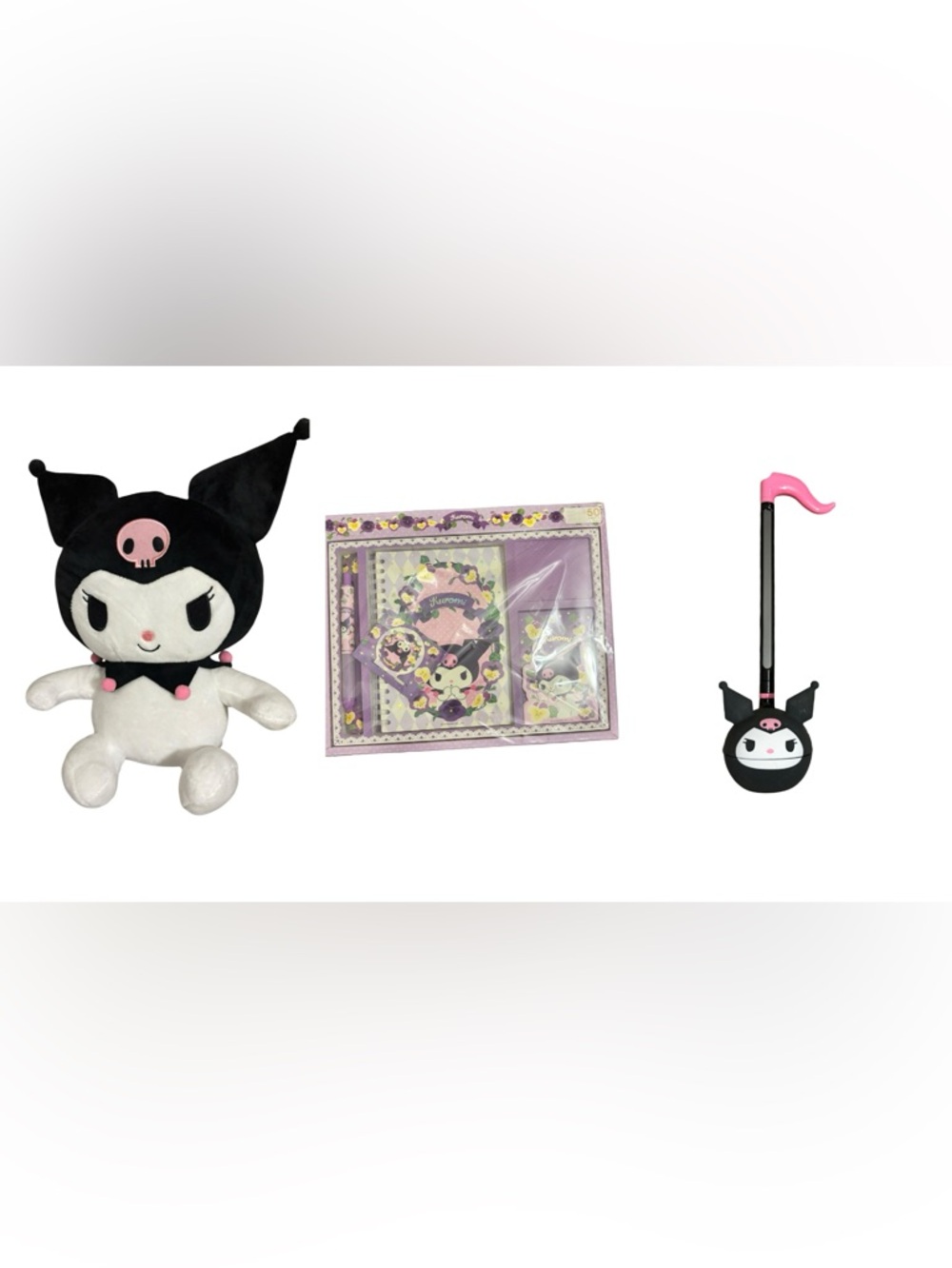 Kuromi Purple Stationery Gift Set, Kuromi Plushie , Kuromi Noise Maker Bundle